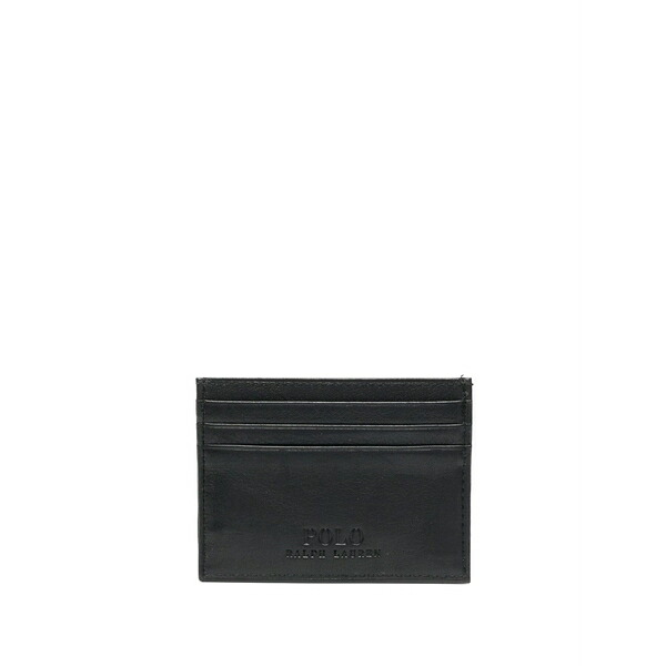 ラルフローレン メンズ 財布 アクセサリー Debossed-leather leather cardholder Black｜asty