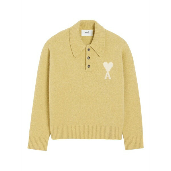 アミ メンズ ポロシャツ トップス Ami de coeur long-sleeved polo shirt Yellow|asty