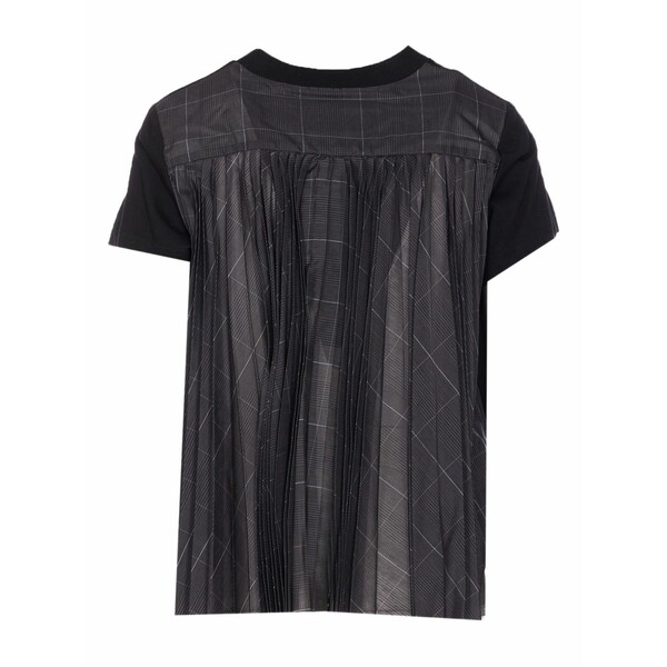 サカイ レディース Tシャツ トップス Pleated-back t-shirt Black|asty