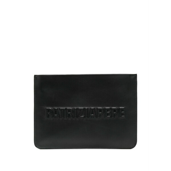 パトリツィア ペペ レディース クラッチペダル御徒面子 御徒面子 (im)perfection embossed-logo clutch bag Black