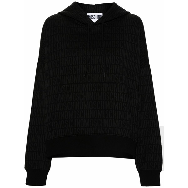 モスキーノ レディース パーカー・スウェットシャツ アウター Logo-print hoodie  Black