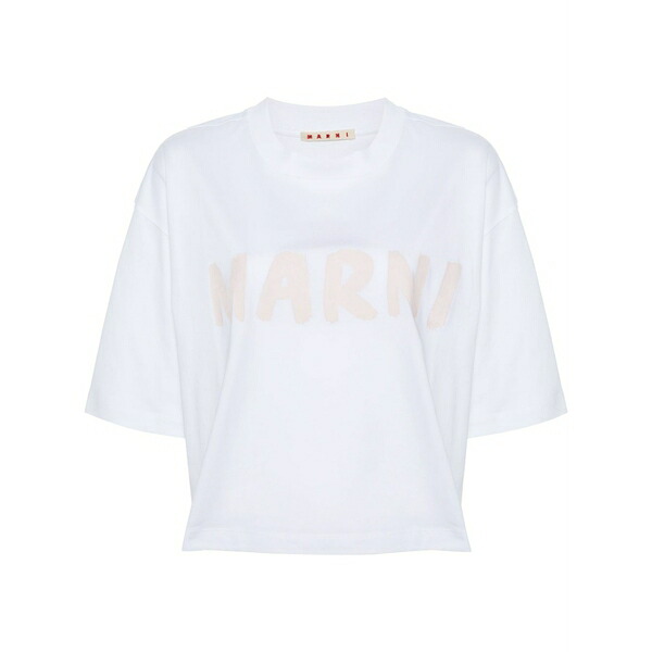 マルニ レディース ティーシャツ トップス Cropped organic cotton t-shirt White レディースファッション-トップス-Tシャツ・カットソー
