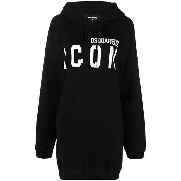 ディースクエアード レディース パーカー・スウェットシャツ アウター Logo-print hoodie Black