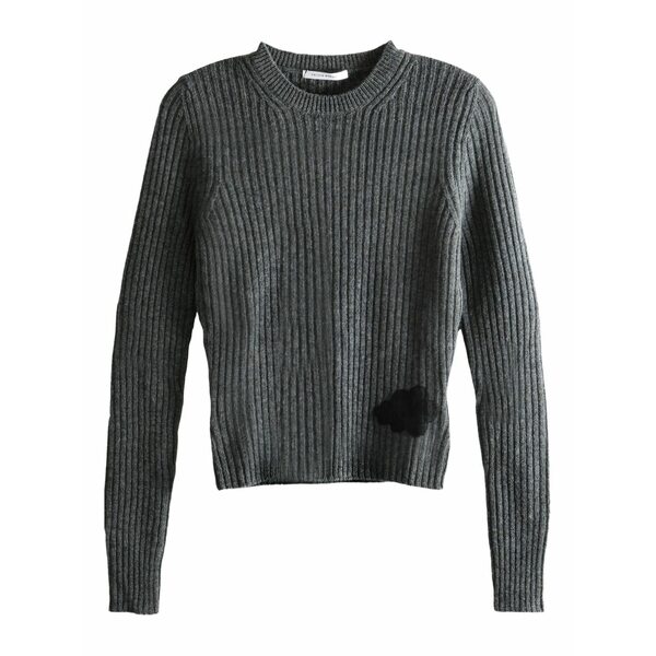 セシリー・バンセン レディース 編み物\u0026スウェーター アウター Ribbed appliqu茫漏 sweater Grey