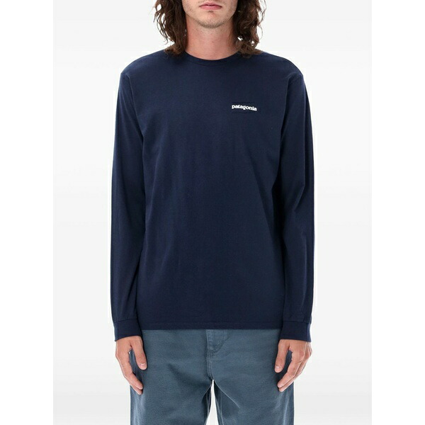 パタゴニア メンズ Tシャツ トップス P-6 logo responsibili long-sleeve graphic-print t-shirt Blue|asty