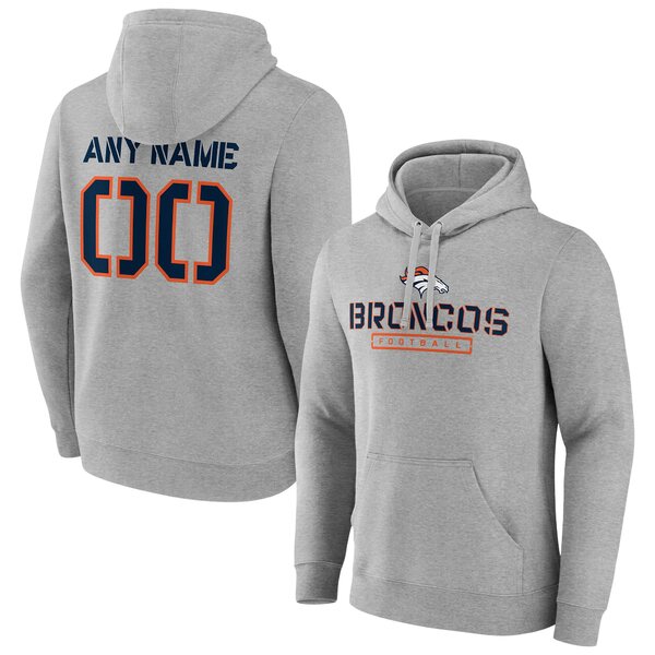 ファナティクス メンズ パーカー・スウェットシャツ アウター Denver Broncos Fanatics Branded Personalized Name Number Evanston Stencil Pullover Hoodie Gray トップス | maharanizaika.com
