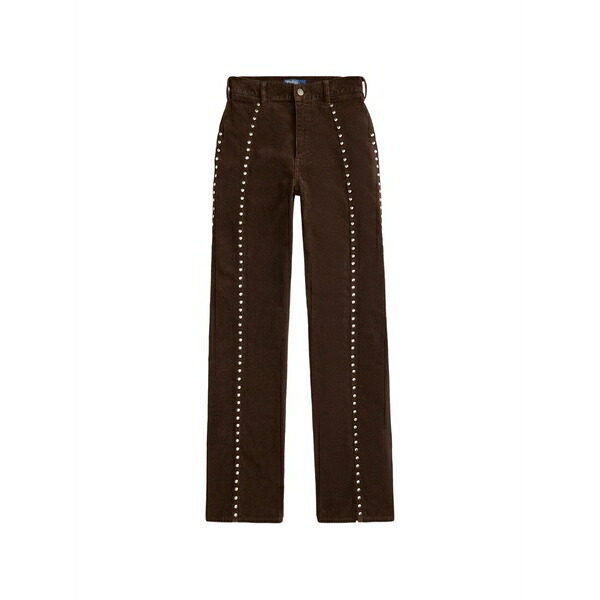ラルフローレン レディース カジュアルパンツ ボトムス Stud-embellished corduroy trousers Brown|asty