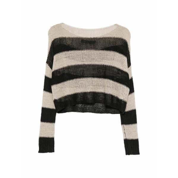 エンザ コスタ レディース ニット&セーター アウター Stripe-pattern bateau-neck sweater Black|asty