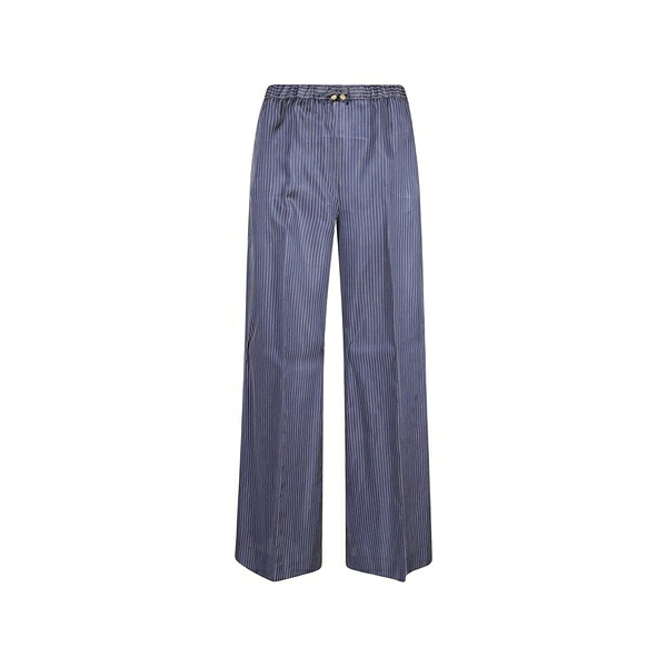 トゥルー ロイヤル レディース カジュアルパンツ ボトムス Pinstripe-pattern drawstring trousers Blue|asty