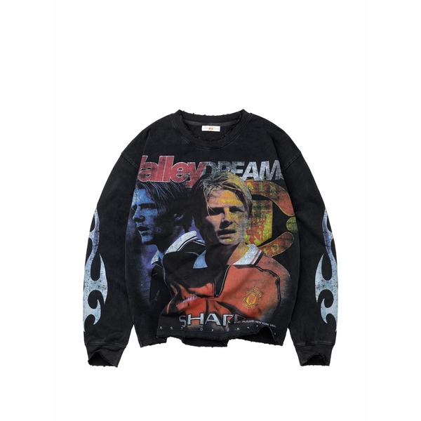 ベール メンズ パーカー・スウェットシャツ アウター Graphic-print distressed sweatshirt Black|asty