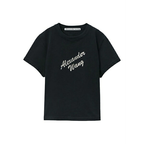 アレキサンダーワン レディース Tシャツ トップス Logo-print t-shirt Black｜asty