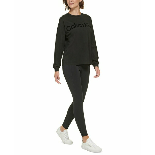 カルバンクライン レディース パーカー スウェットシャツ アウター Women's Cotton Logo Sweatshirt Black  クリスマスファッション