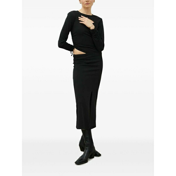 ゲタス レディース ワンピース トップス Cut-out gathered midi dress Black｜asty