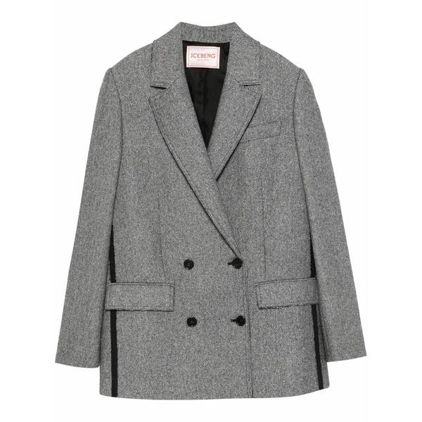 アイスバーグレタス レディース 上衣＆上衣 アウター Double-breasted herringbone blazer Black
