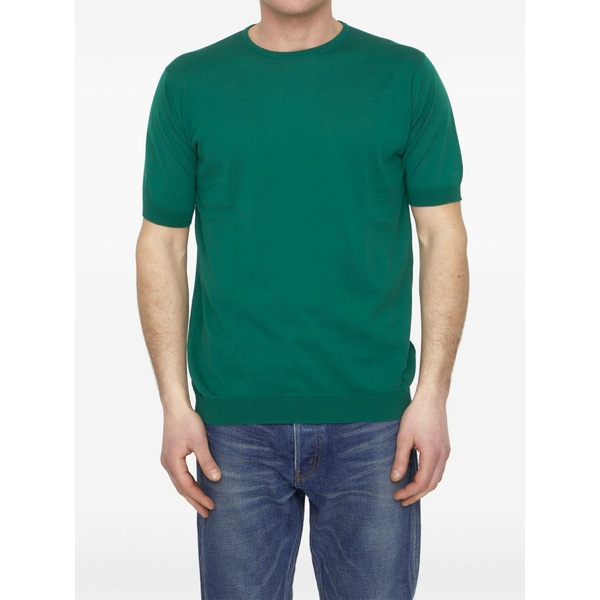 ジョンスメドレー メンズ ニット&セーター アウター Short-sleeved cotton jumper Green｜asty