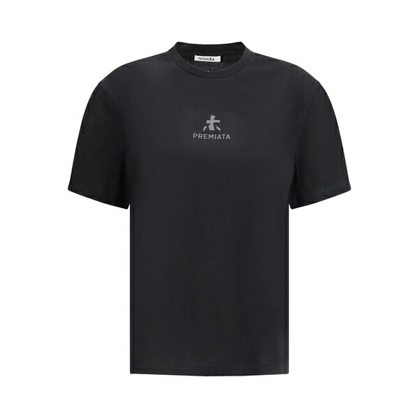 プレミアータ レディース プルオーバー トップス Logo-print t-shirt  Black