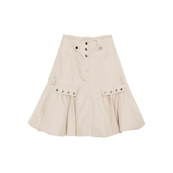 ロック レディース スカート ボトムス Puffed-hem midi skirt Neutrals|asty