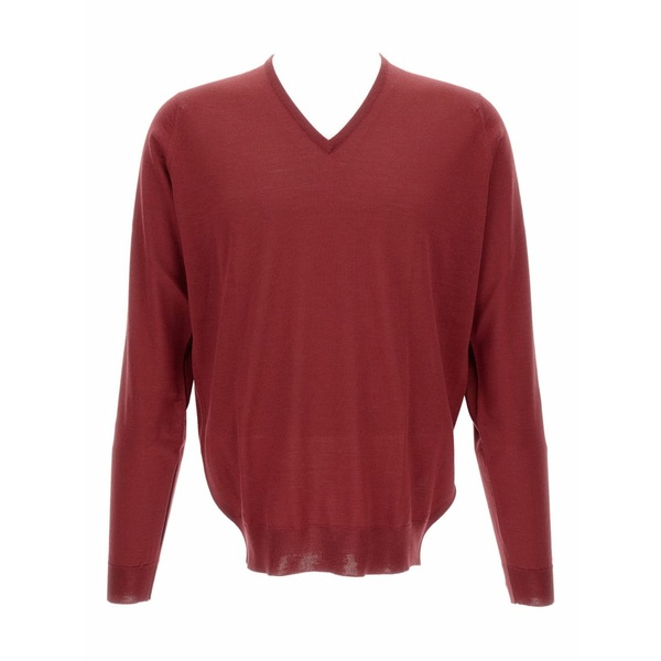 ジョンスメドレー メンズ ニット\u0026セーター アウター V-neck long-sleeve sweater Red