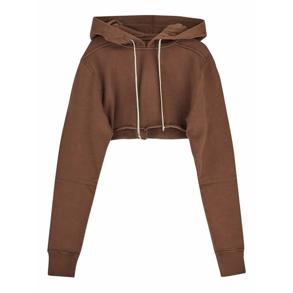 リックオウエンス レディース パーカー・スウェットシャツ アウター Cropped hoodie Brown