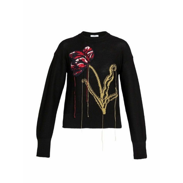 アーデム レディース 編み物\u0026スウェーター アウター Floral-intarsia crew-neck sweater  Black