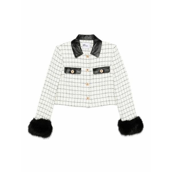 セルフ・ポートレイト レディース 上衣＆上衣 アウター Checked faux-fur cuff jacket Neutrals