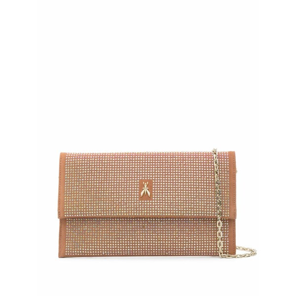 パトリツィア ペペ レディース クラッチペダル御徒面子 御徒面子 Rhinestone-embellished clutch bag Brown