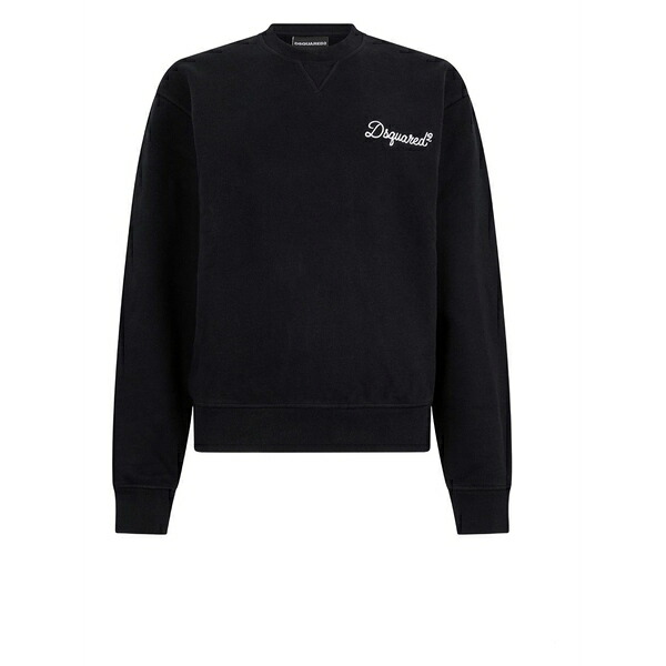 ディースクエアード レディース 編み物\u0026スウェーター アウター Logo crew-neck sweatshirt Black