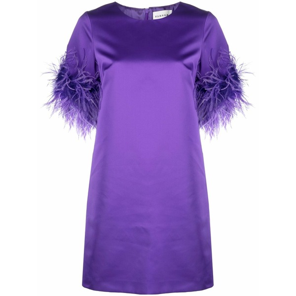 パロッシュ レディース ワンピース トップス Feather-trim satin dress Purple|asty
