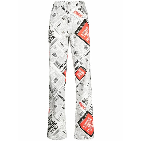チャールズ・ジェフリー レディース デニムパンツ ボトムス Newspaper-print wide-leg jeans White｜asty 63,690円