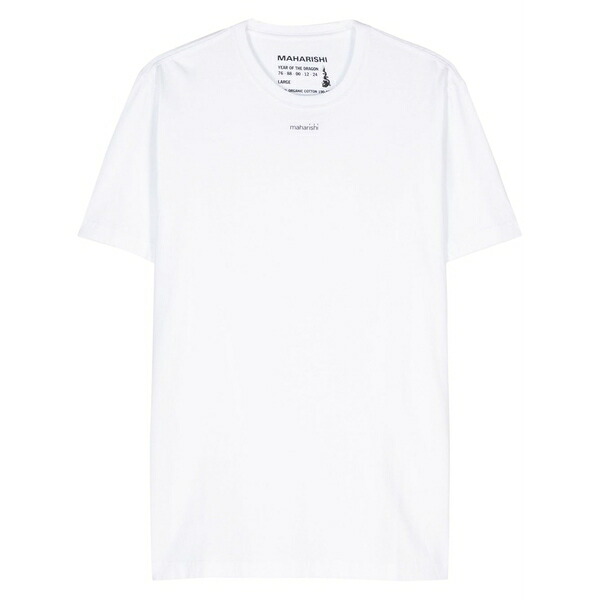 マハリシ メンズ Tシャツ トップス Logo-print cotton t-shirt White|asty