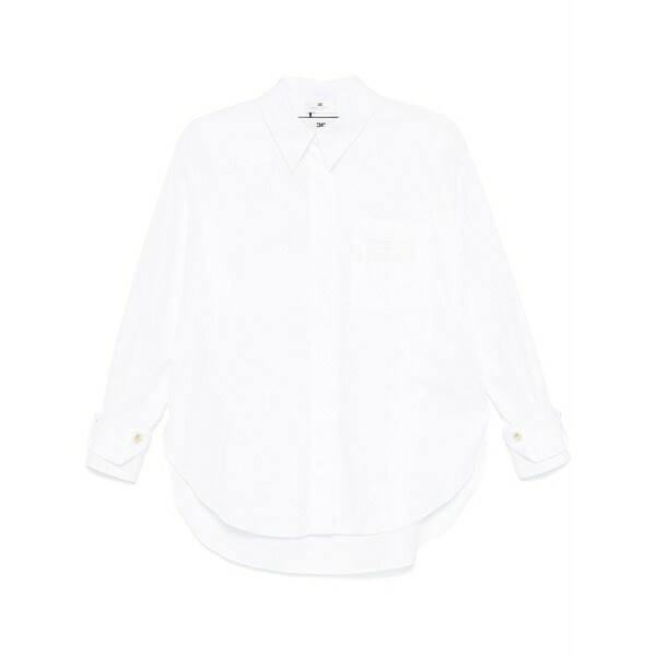 エリザベスフランキ レディース シャツ トップス Logo-embroidered poplin shirt White|asty