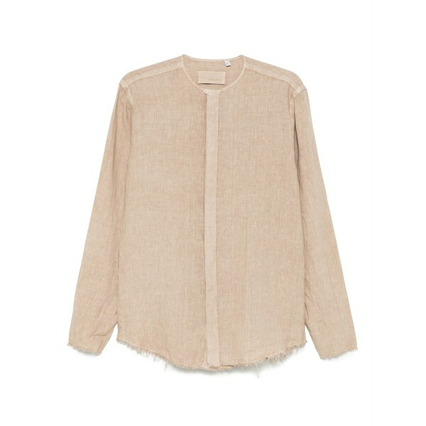 御召しものメイン メンズ プルオーバー トップス Raw-hem shirt Neutrals