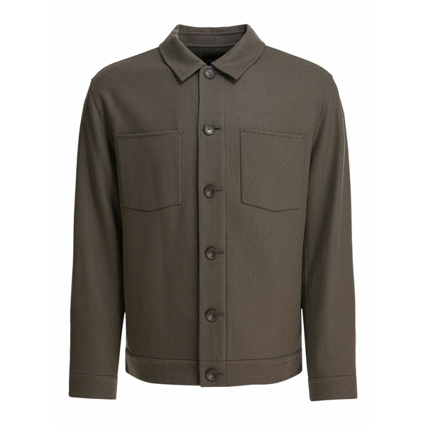 ヴィンス メンズ ジャケット＆ブルゾン アウター Button-front patch-pocket jacket Grey｜asty