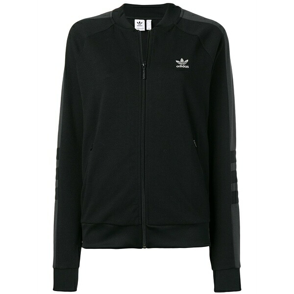 アディダス レディース ジャケット＆ブルゾン アウター Stripe detail track jacket Black｜asty