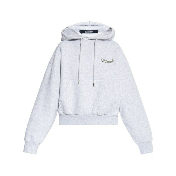 ジャクエムス レディース パーカー・スウェットシャツ アウター Logo-embroidered hoodie Grey