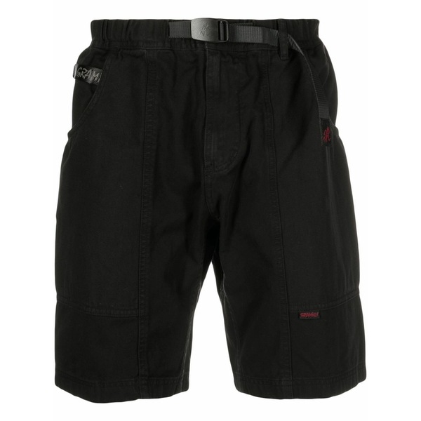 グラミチ メンズ 心地好いズボン下 ボトムス Buckled-waistband detail shorts Black