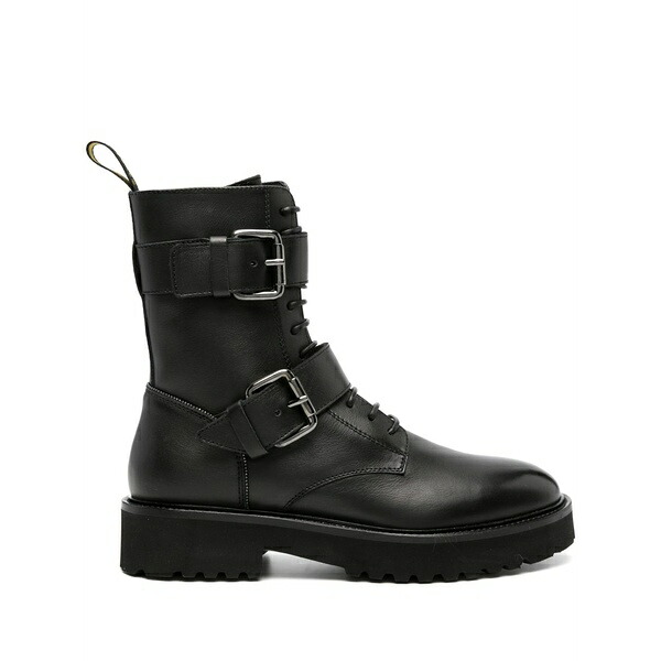 ドンカルズ レディース ブーツ シューズ Buckled lace-up leather boots Black｜asty