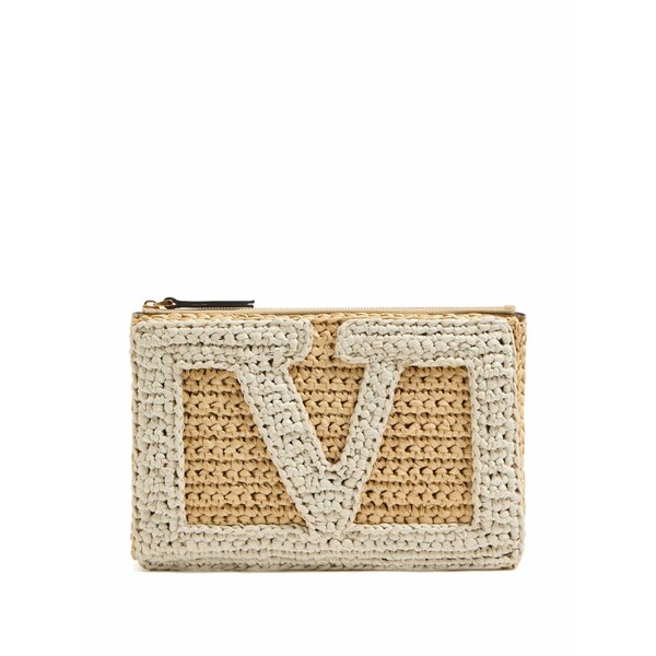 ヴァレンティノ ガラヴァーニ レディース クラッチペダル御徒面子 御徒面子 Viva superstar raffia clutch bag Neutrals