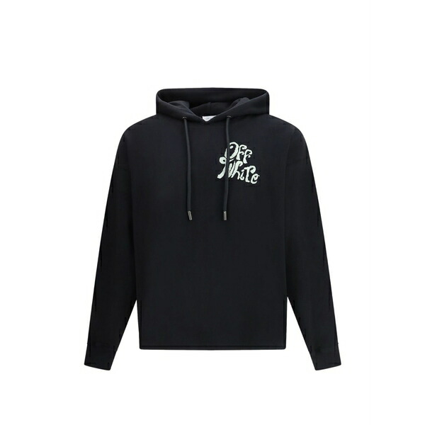 象牙色 メンズ パーカー・スウェットシャツ アウター Long-sleeve logo hoodie Black メンズファッション-トップス-パーカー