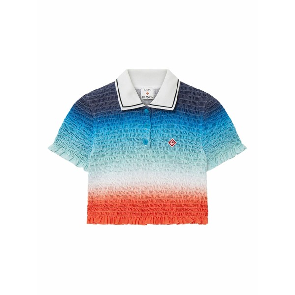 カサブランカ レディース スポーツシャツ トップス Smocked polo top Blue