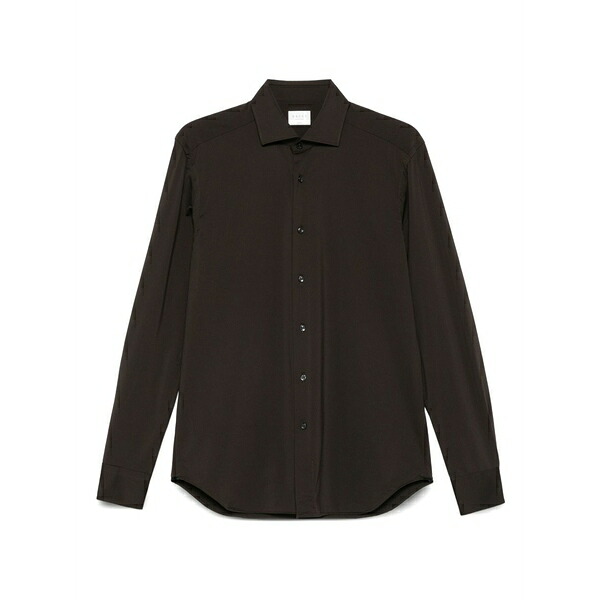 ザカス メンズ シャツ トップス Long-sleeve button-down shirt Brown｜asty