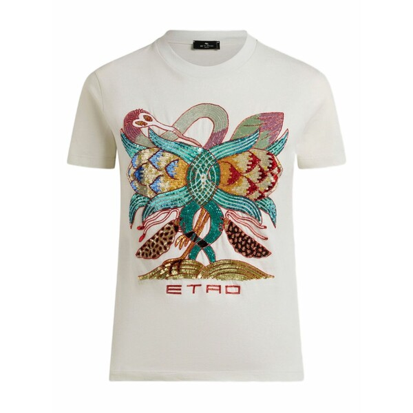 エトロ レディース Tシャツ トップス Embellished floral-print t-shirt White|asty