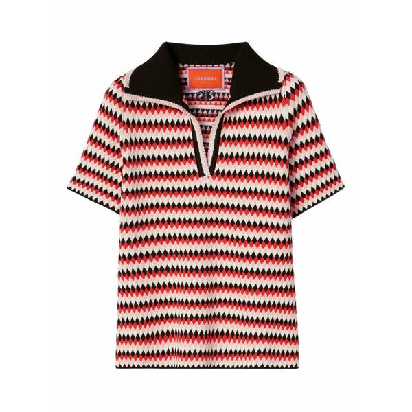 ラ・ダブル・ジェイ レディース Tシャツ トップス Logo-embroidered t-shirt Black｜asty