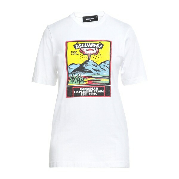 【貨物輸送無料】 ディースクエアード レディース ティーシャツ トップス T-shirts White
