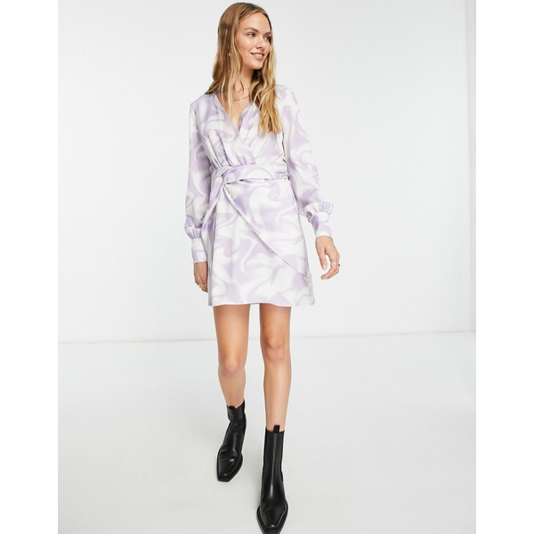 期間限定お試し価格 リバーアイランド レディース ワンピース トップス River Island wrap detail mini dress in  purple swirl print PURPLE - LIGHT fucoa.cl