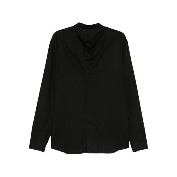 リックオウエンス メンズ プルオーバー トップス High-neck long-sleeve shirt Black