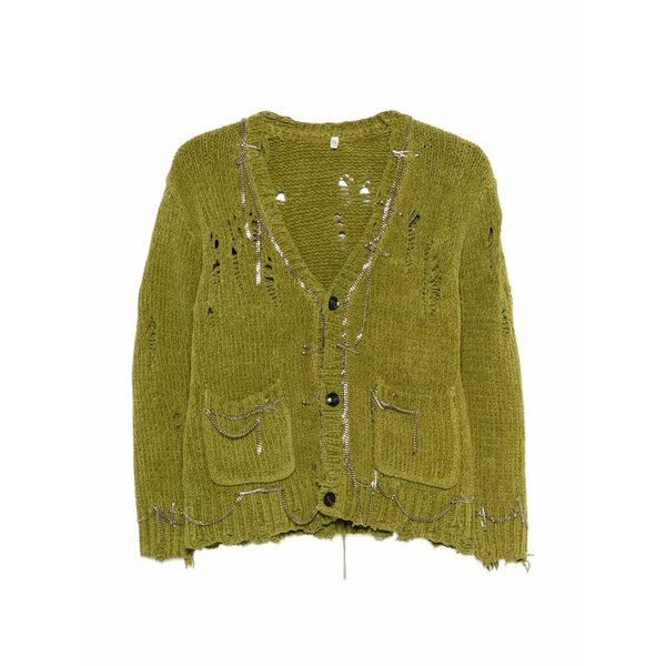 アールサーティーン レディース ジレー アウター Pins chains cardigan Green