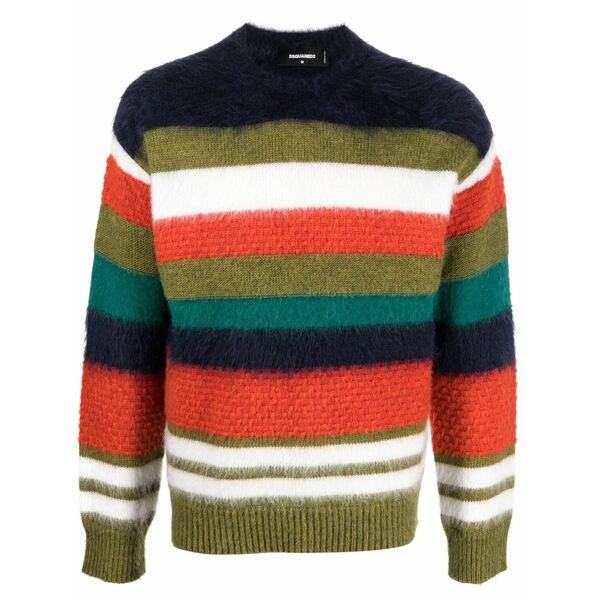 ディースクエアード メンズ 編み物\u0026ティーシャツ アウター Striped crew-neck jumper Blue