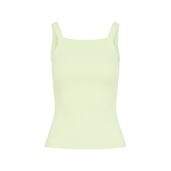 食パンガイア レディース カットソー トップス Ribbed-knit logo-print top Green