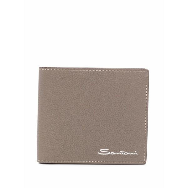 サントーニ メンズ 札入れ 佩び物 Logo-print leather wallet Neutrals
